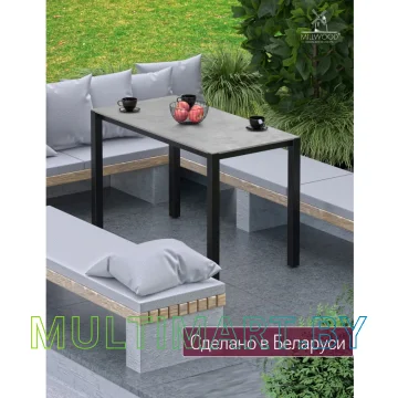 Стол Millwood Сеул Керамогранит 1200х600x750 (серый камень/металлокаркас черный)